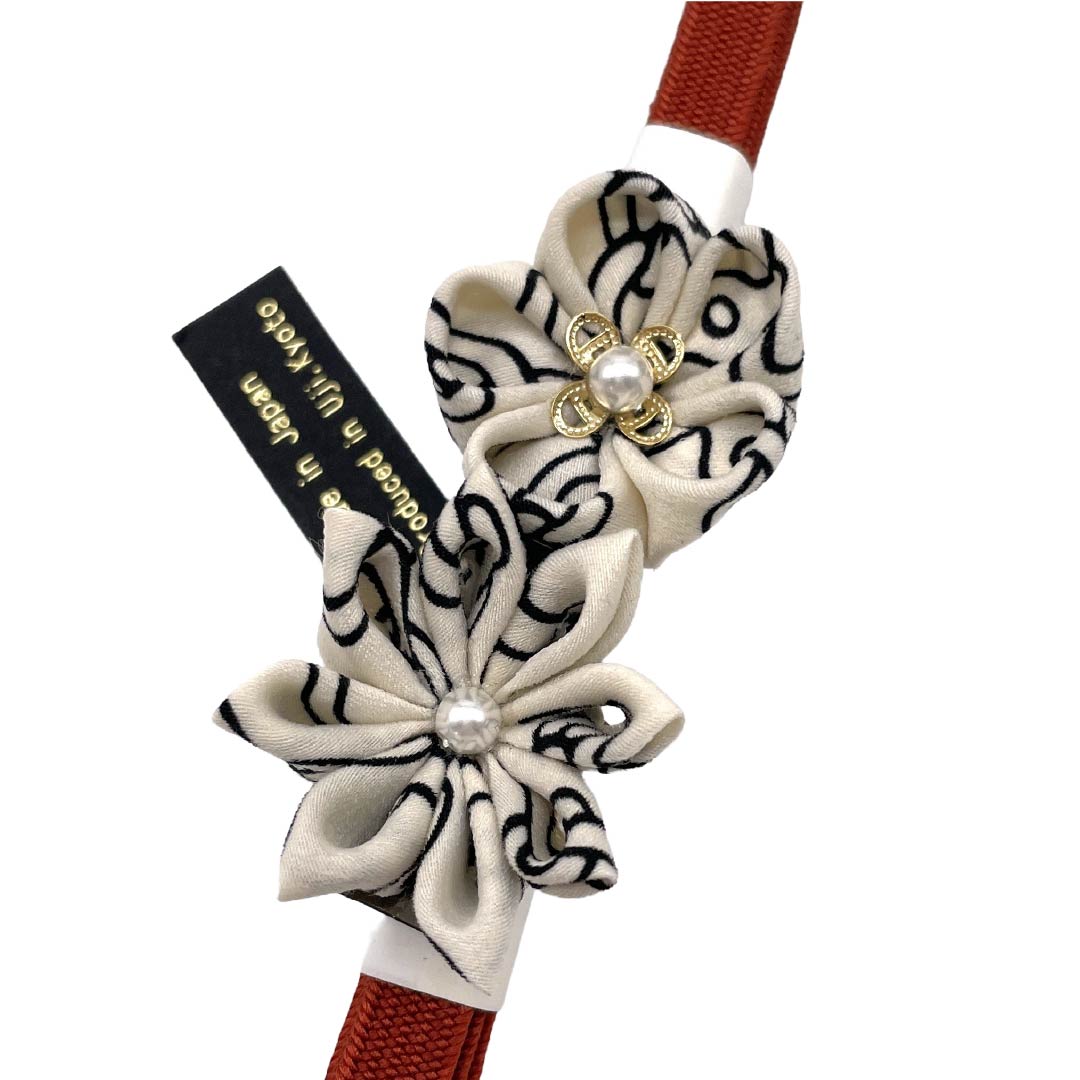 (新品)帯締め 正絹 NEWランク 三分紐 牛血紅色(ぎゅうけつこういろ) 帯留め付き つまみ細工 日本製 長さ約135cm 幅約0.8cm カジュアル 茶系 1135006481314