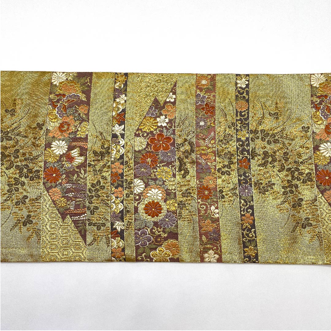 袋帯 金色 吉祥文様 古典柄 帯丈429cm 正絹 Sランク 六通 フォーマル 金系 1123009532321