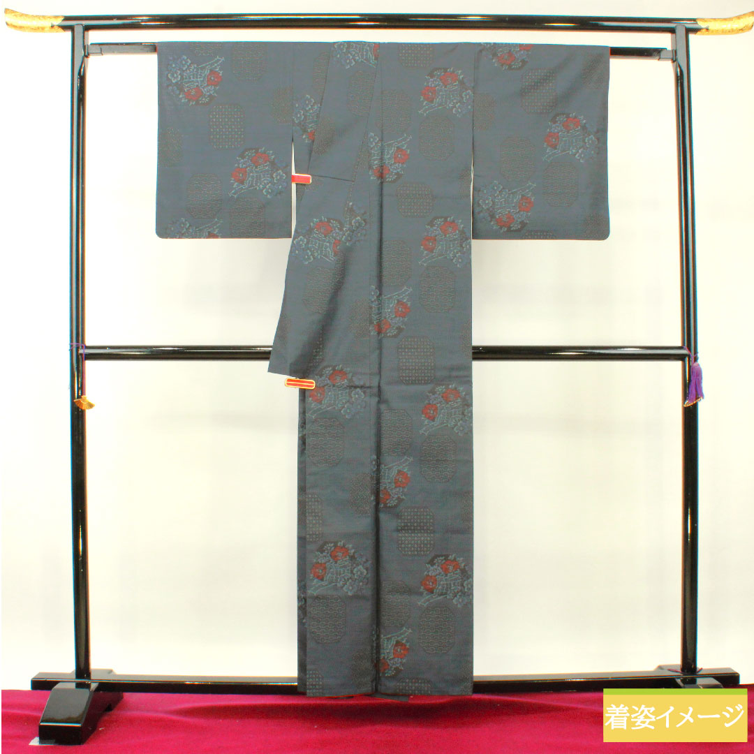大島紬 正絹 身丈157cm 裄丈64.5cm アンサンブル Sランク 袷 紺系 1116003242318