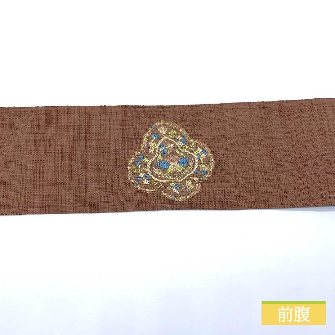 Nagoya obi, Tan pattern brown (Tangara chairo), Karaori, Sarasa pattern, obi length 350cm, pure silk, S rank, point pattern, casual, brown, 1124006912314, Nagoya tailoring
