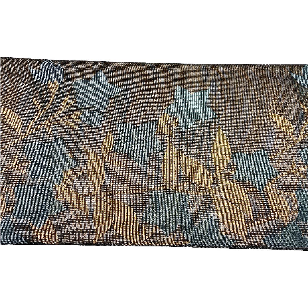 袋帯 黒鼠色(くろねずいろ) 夏帯 花模様 帯丈422cm 正絹 Aランク 全通 フォーマル 黒系 1123007323310