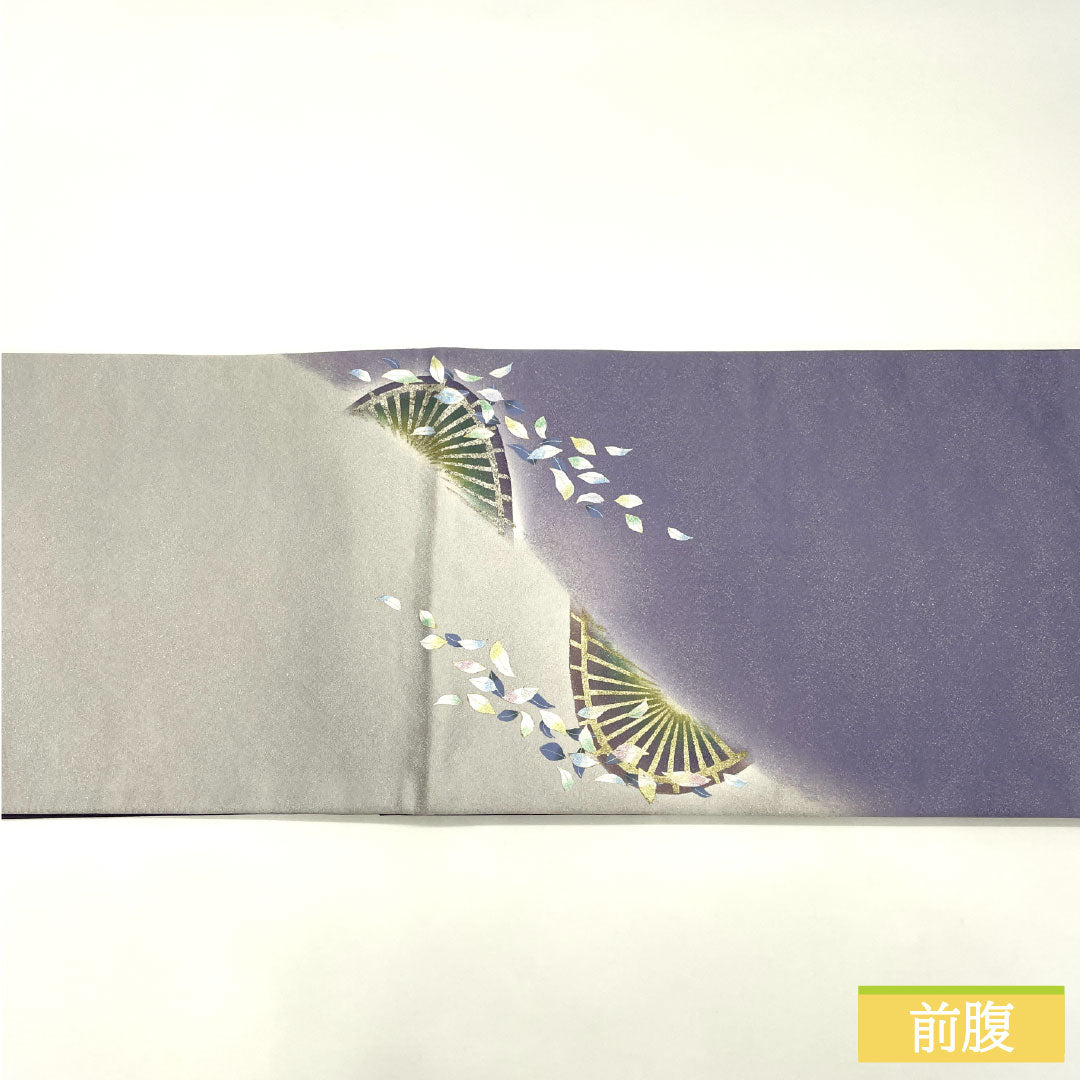Fukuro Obi Silk A Rank Dyed Obi Umbrella Petals Silver Thread Obi Length 448cm Partial Pattern Semi-formal Gradation Color 1123017383399