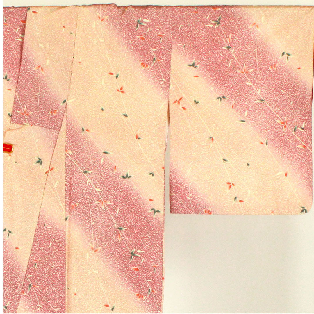 Small pattern, length 162.5cm, sleeve length 64cm, lined, tataki-dyed, floral pattern, washable kimono, poly, S rank, pink, 1115000762313