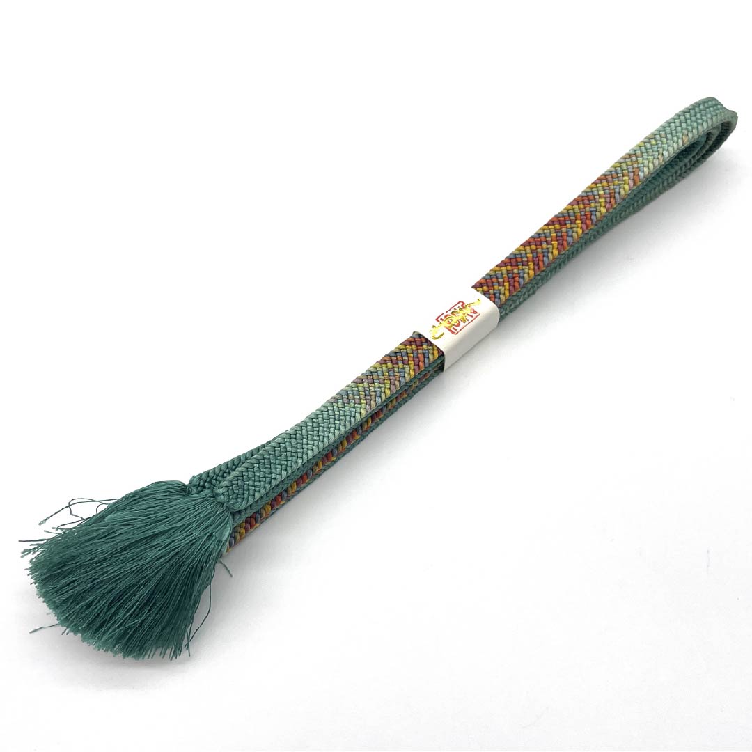 帯締め 正絹 四分紐 萌葱色(もえぎいろ) カラフル 長さ約162cm 幅約1.1cm カジュアル Sランク 緑系 1135003122319