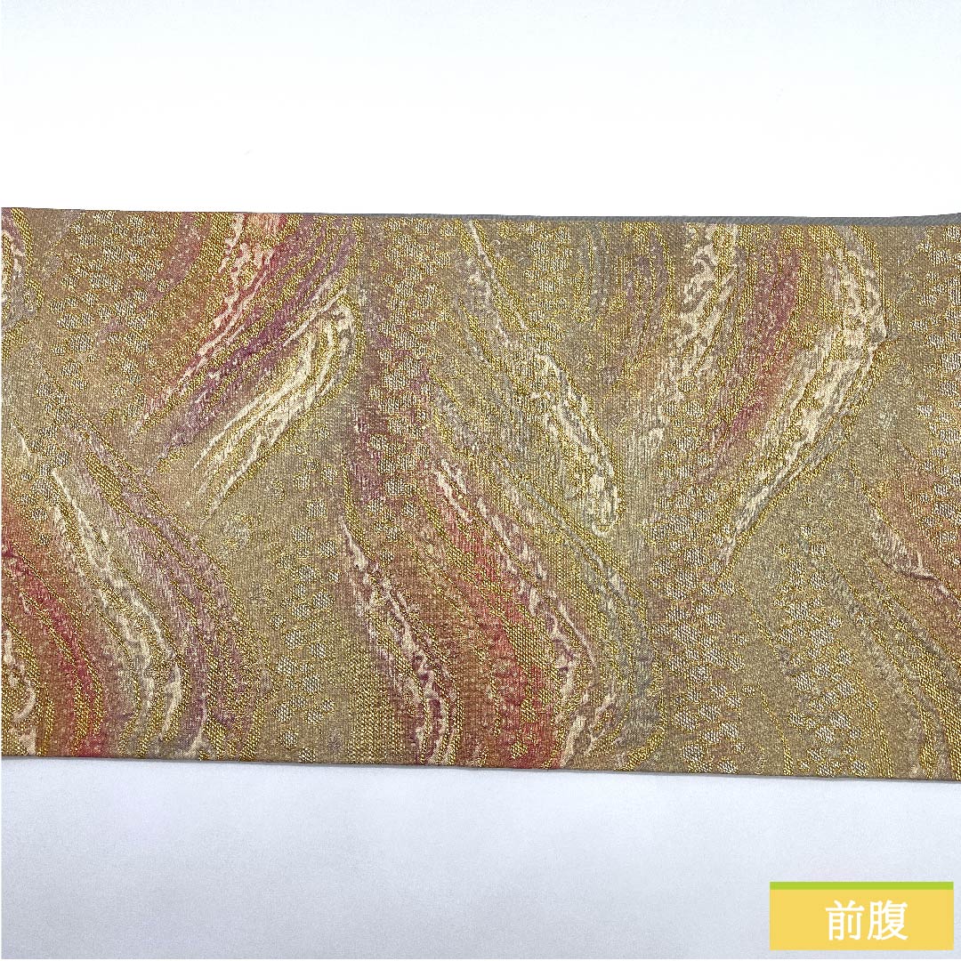 袋帯 金色 遠山模様 帯丈454cm 正絹 Sランク 全通 フォーマル 金系 1123009882421