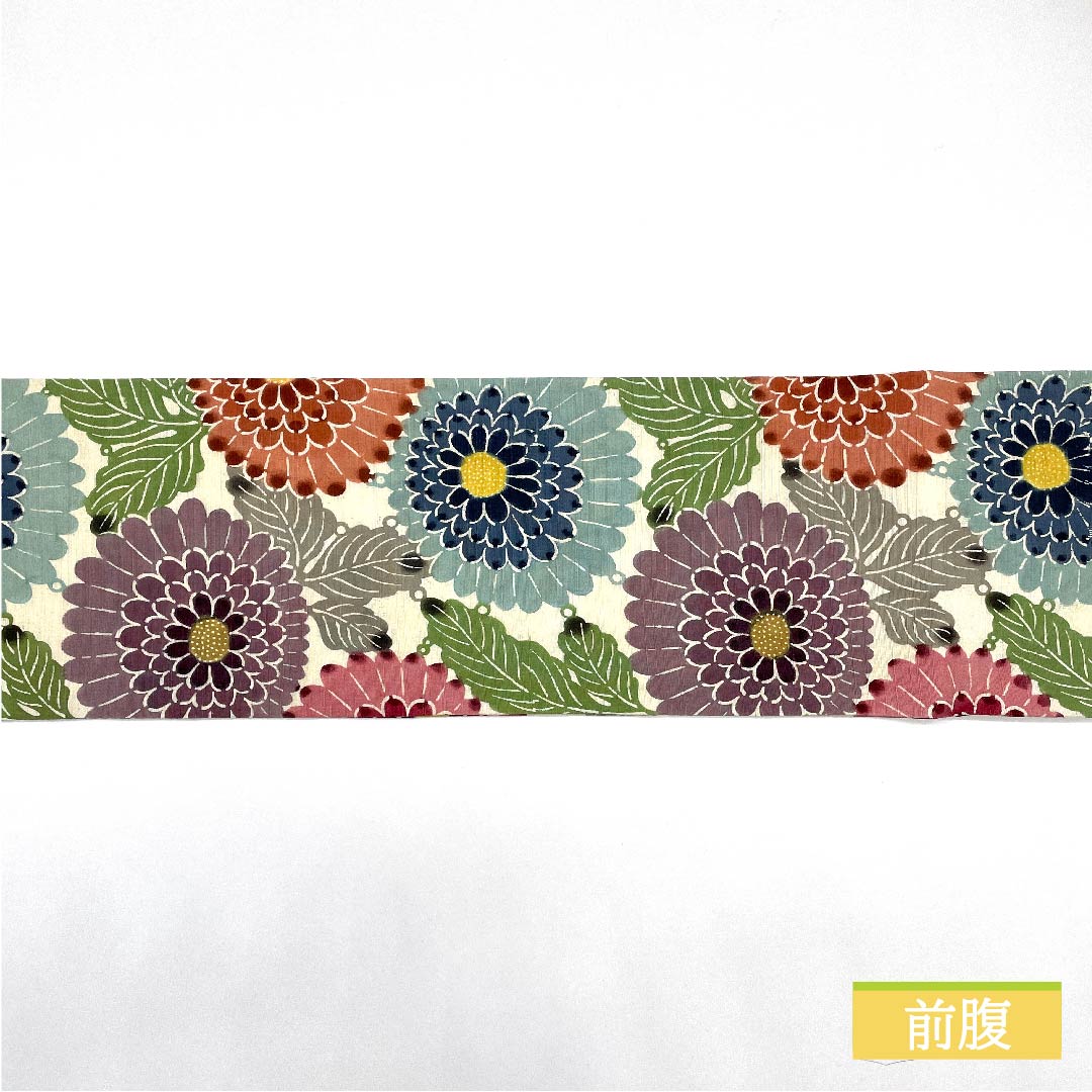 名古屋帯 正絹 生成り色(きなりいろ) 花柄 菊 帯丈348cm Aランク 六通 カジュアル 白系 1124006373311 名古屋仕立て