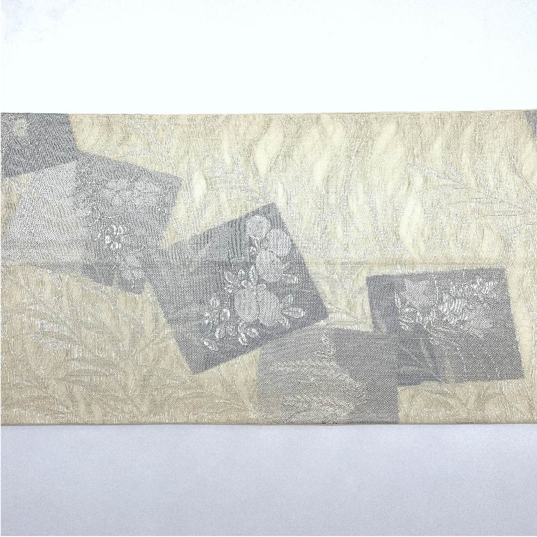 袋帯 生成り色(きなりいろ) 夏帯 桜 藤の花 夏物 帯丈422cm 正絹 Aランク 六通 フォーマル クリーム系 1123007673315