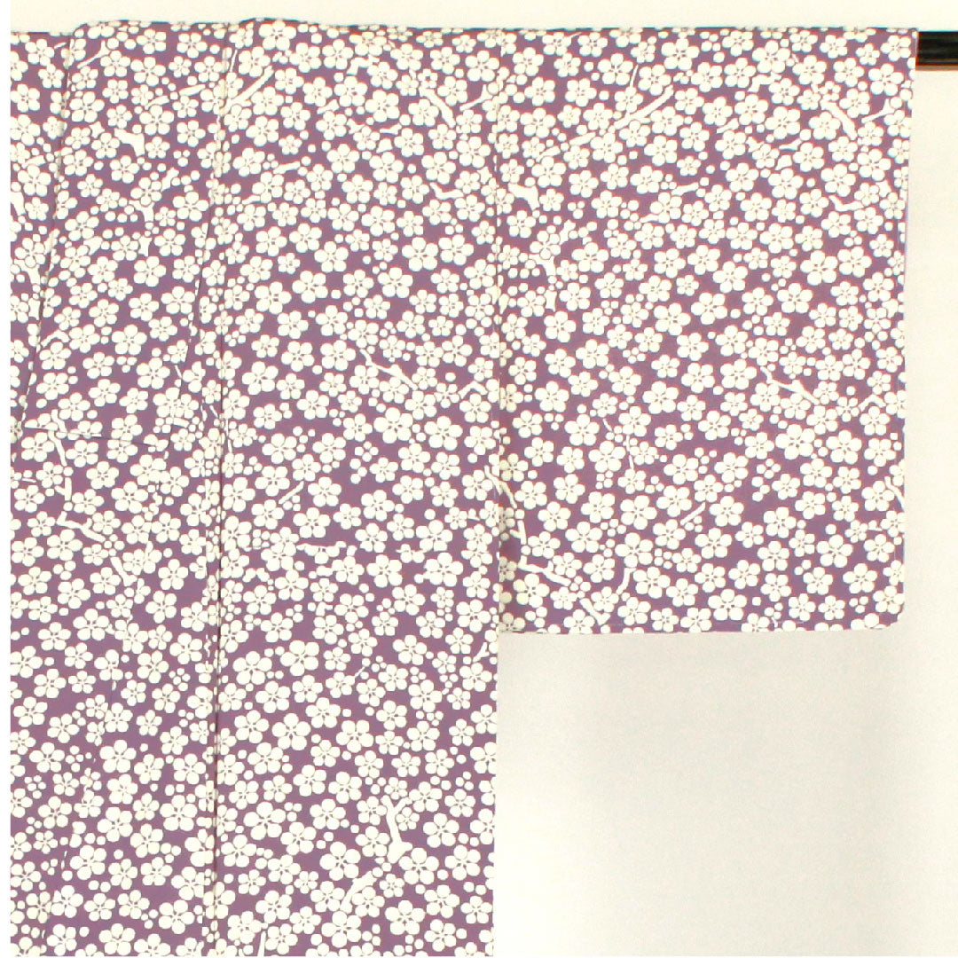 小紋 身丈154cm 裄丈62cm 袷 梅 正絹 Sランク 紫系 1115001492220