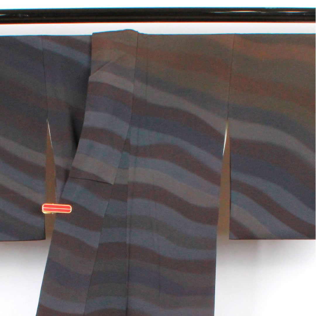 小紋 身丈168cm 裄丈66cm 袷 ボカシ染 抽象模様 正絹 Aランク グラデ 1115002363599