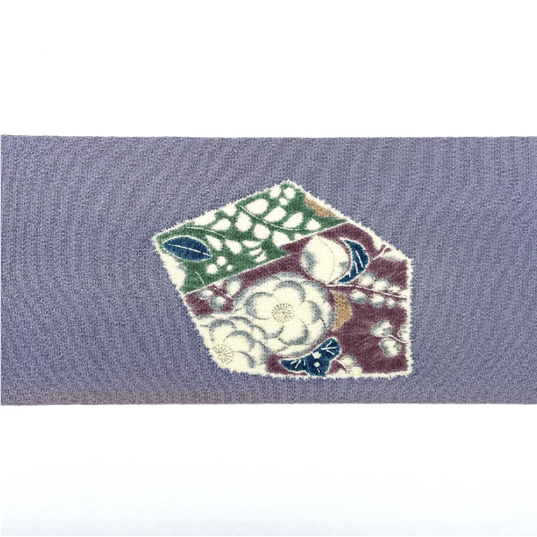 Nagoya obi, purple-gray, crepe fabric, Tsujigahana pattern, obi length 381cm, pure silk, B rank, point pattern, casual, purple, 1124004774320, Nagoya style