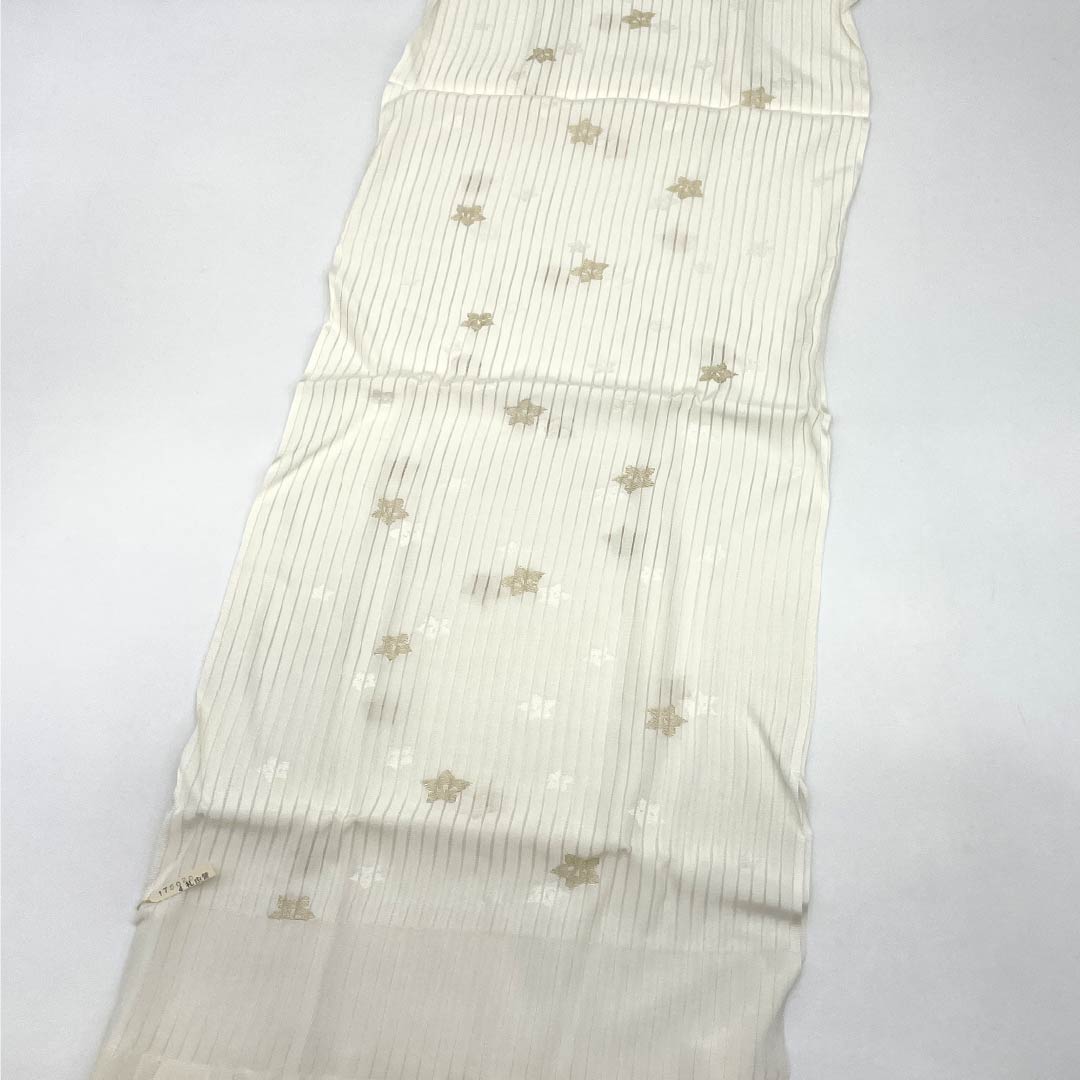 (Like new) Pure silk obijime and obiage set, milky white, made by Watakei, with a three-fingered seal. For formal wear, suitable for formal kimono. Length: approximately 164cm, width: approximately 1.7cm. Product code: 1141000281311