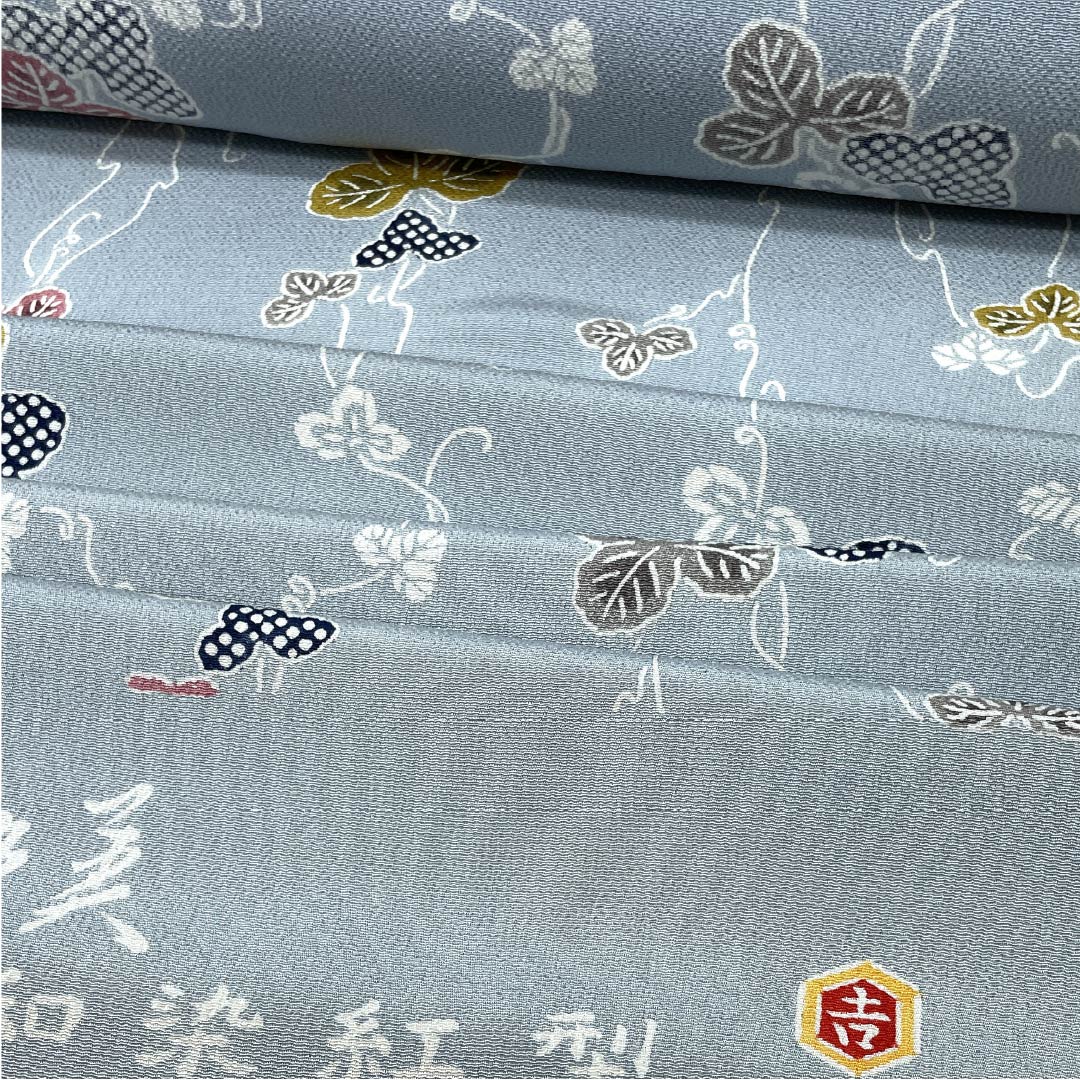 反物 小紋 正絹 水色鼠色(みずいろねずいろ) 浜ちりめん 栗山吉三郎 京紅型 NEWランク グレー系 1130001231922