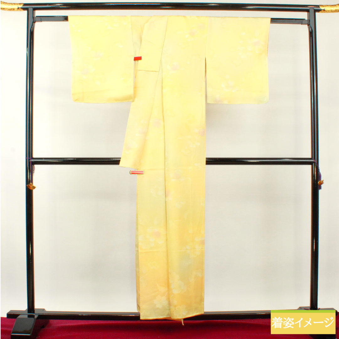 小紋 正絹 身丈153.5cm 裄丈63cm 袷 ボカシ染 花模様 Sランク グラデーション系 1115004032299