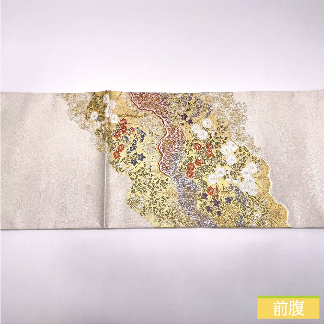 袋帯 正絹 Sランク 道長取り 加納幸 古典柄 留袖用 帯丈440cm 六通 フォーマル 銀系 1123016032322