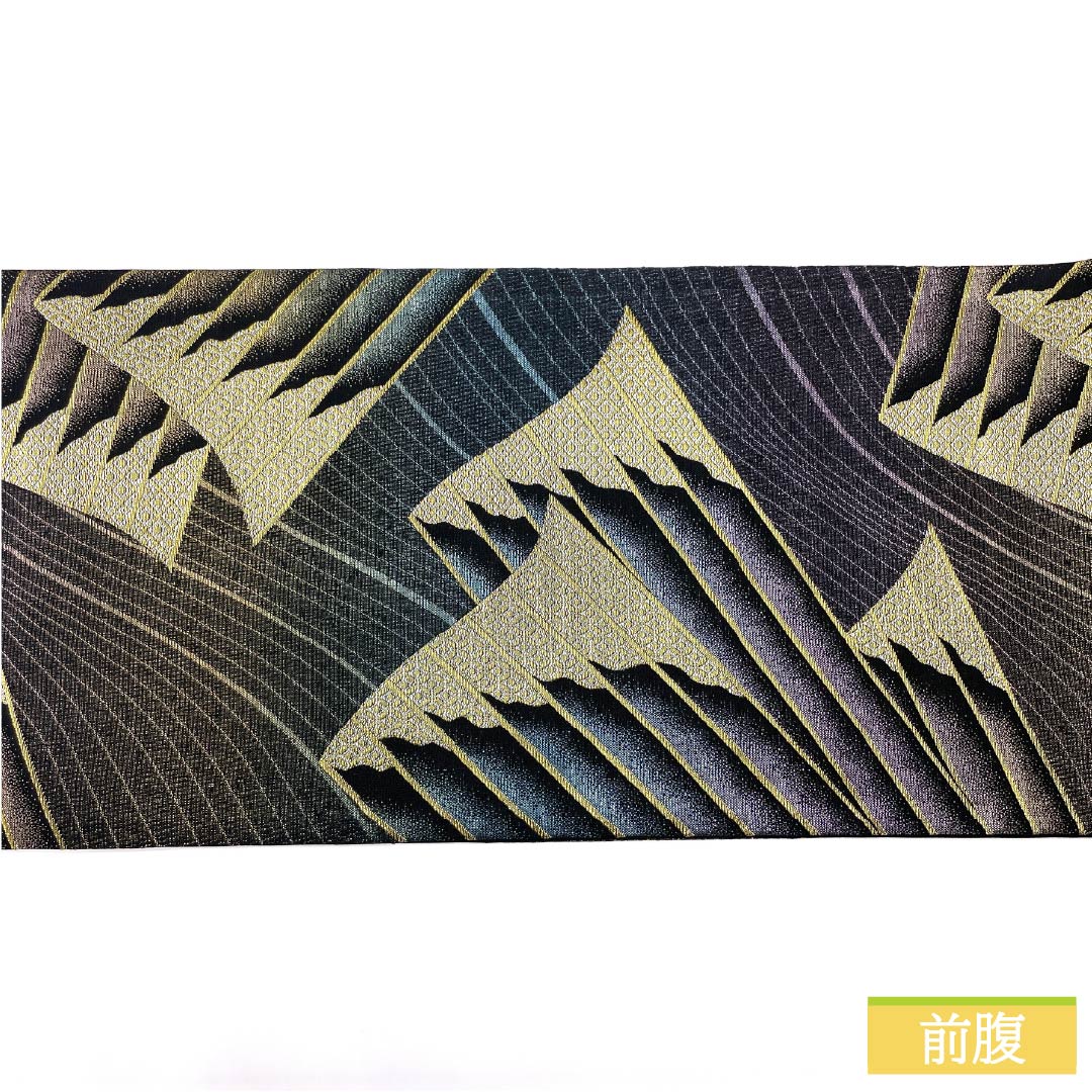 袋帯 正絹 菱に丸 七宝 帯丈450cm Sランク 六通 フォーマル 黒系 1123014002410