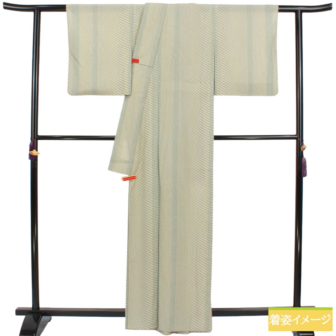 夏物 ポリエステル 小紋 Sランク 身丈163cm 裄丈64.5cm 抽象模様 洗える着物 絽 マルチカラー 1132003262428