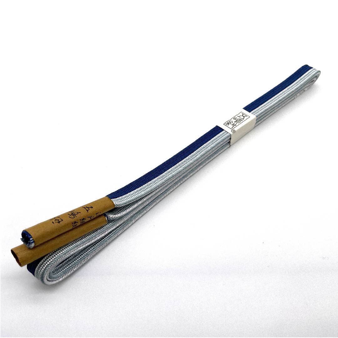 (新古品) 帯締め 正絹 四分紐 瓶覗色(かめのぞきいろ) 紺碧色(こんぺきいろ) 五嶋紐 江戸組紐 長さ約165cm 幅約1.2cm カジュアル Sランク 青系 1135001952917