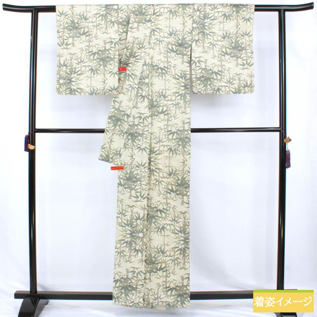 紬 正絹 Aランク 身丈159.5cm 裄丈62.5cm 白大島 7マルキ 一元 竹 袷 白系 1116005113311