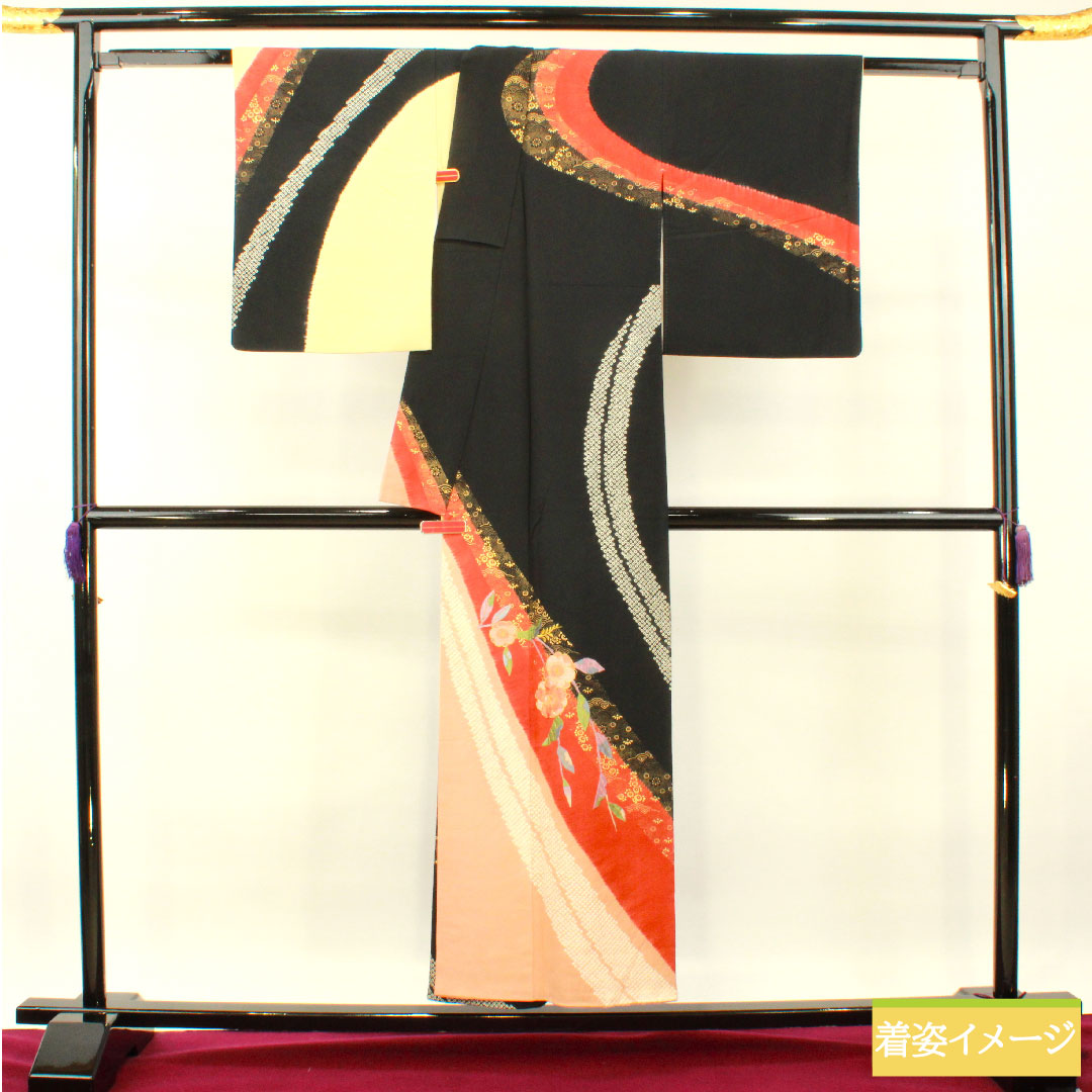 訪問着 正絹 袷 身丈153cm 裄丈62.5cm 部分絞り 吉祥文様 Aランク グラデーション系 1112003653299