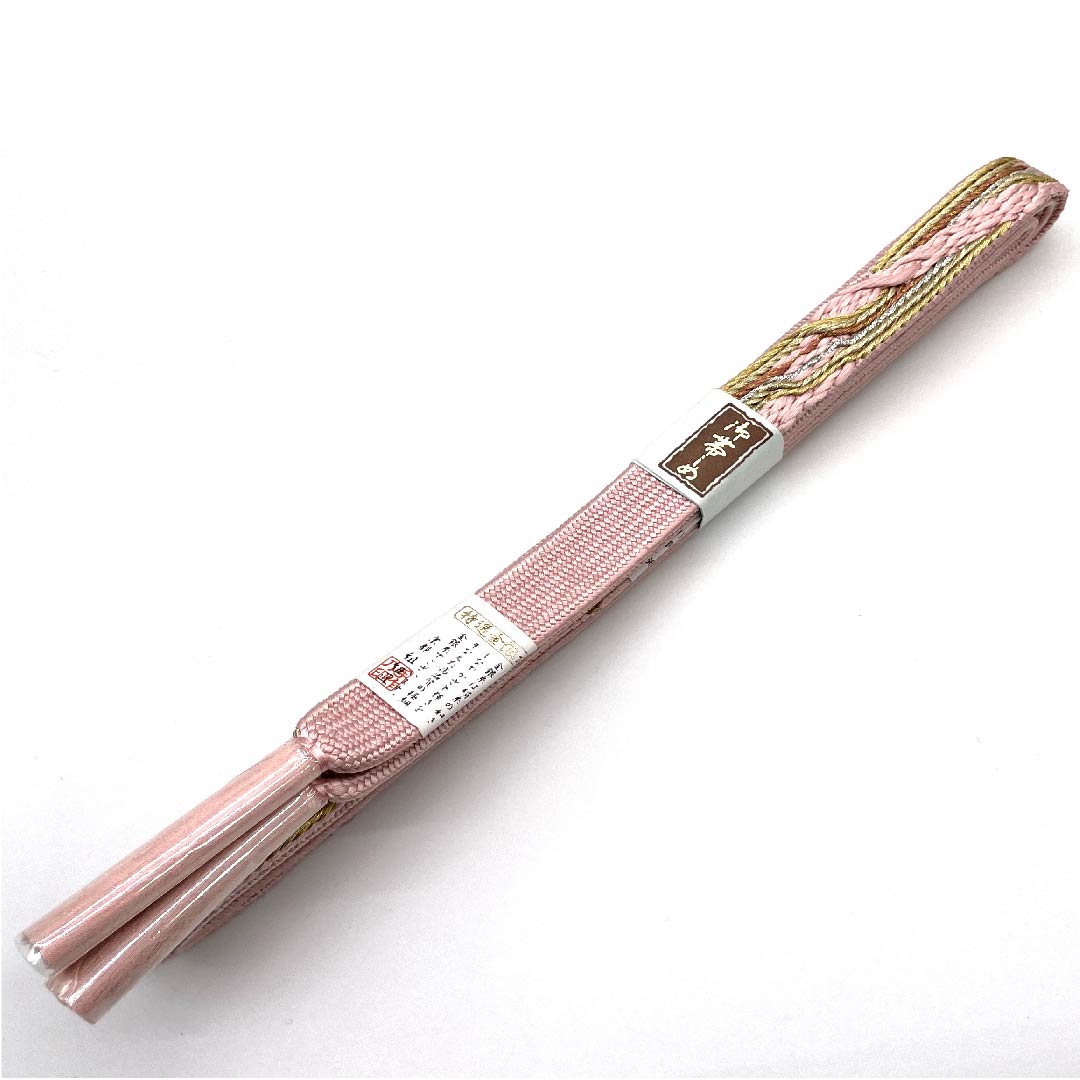 (新古品) 帯締め 正絹 四分紐 浅紅色(あさべにいろ) 特選金銀糸 金属糸使用 新古品 長さ約168cm 幅約1.5cm セミフォーマル Sランク ピンク系 1135001172913