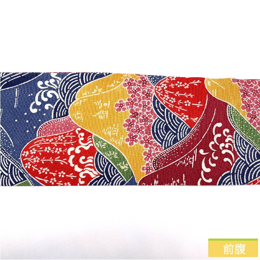 名古屋帯 紺瑠璃色 京紅型 遠山柄 桜 帯丈351cm 正絹 Sランク ポイント柄 カジュアル 青系 1124005472317 名古屋仕立て