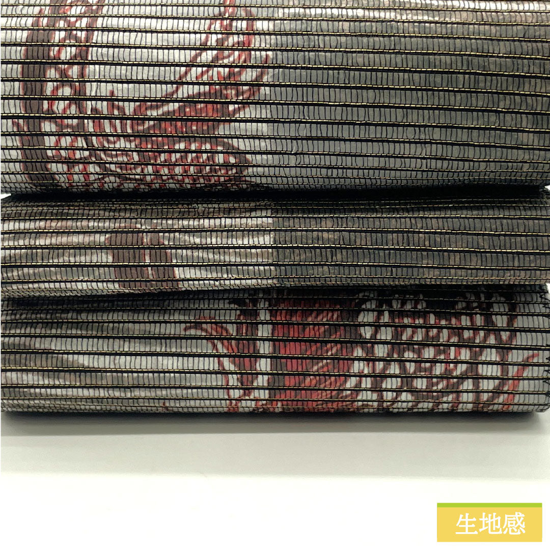 (新品未使用品)角帯 正絹 NEWランク 龍 紙布 ウロコ リバーシブル 帯丈448cm 幅10cm グレー系 1134000581922