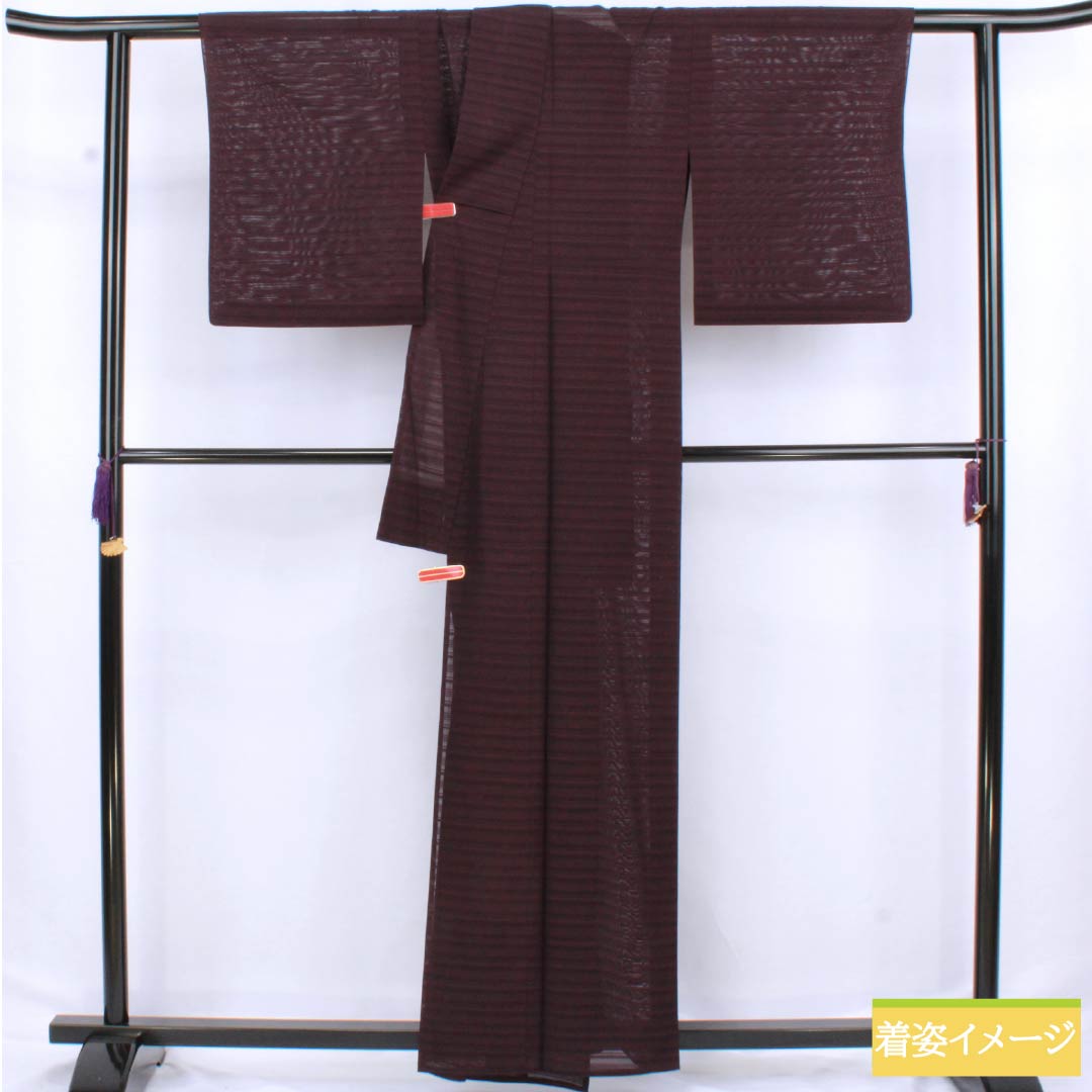 夏物 正絹 色無地 身丈159cm 裄丈64.5cm 二人静色(ふたりしずかいろ) 絽 Aランク 紫系 1132002733320