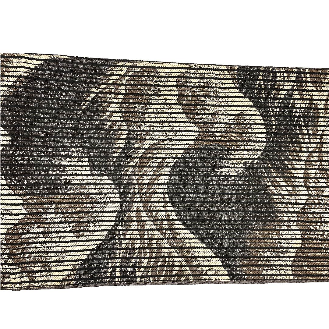 袋帯 黒色 富嶽三十六景柄 波 富士山 帯丈440cm 正絹 Aランク 六通 セミフォーマル 黒系 1123002833310