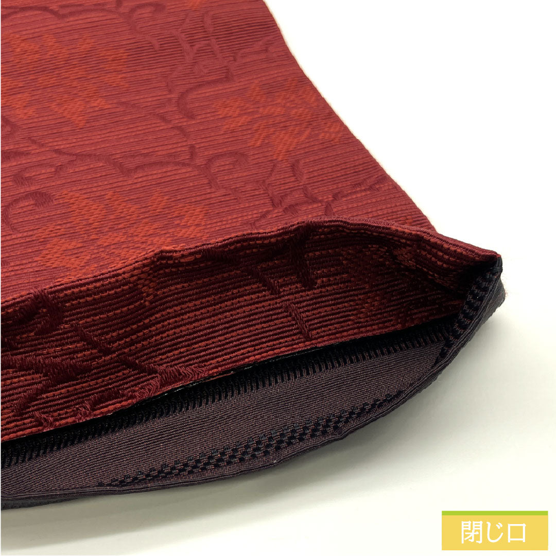 (New) Half-width obi, polyester, NEW rank, deep reddish brown and black, vine and abstract floral pattern, horizontal stripes, reversible, obi length 400cm, red family, 1125002471412