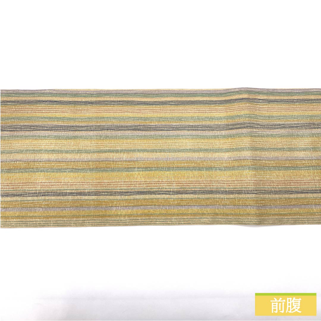 袋帯 正絹 縞 夏帯 帯丈456cm Sランク 全通 セミフォーマル グラデーション系 1123014652499