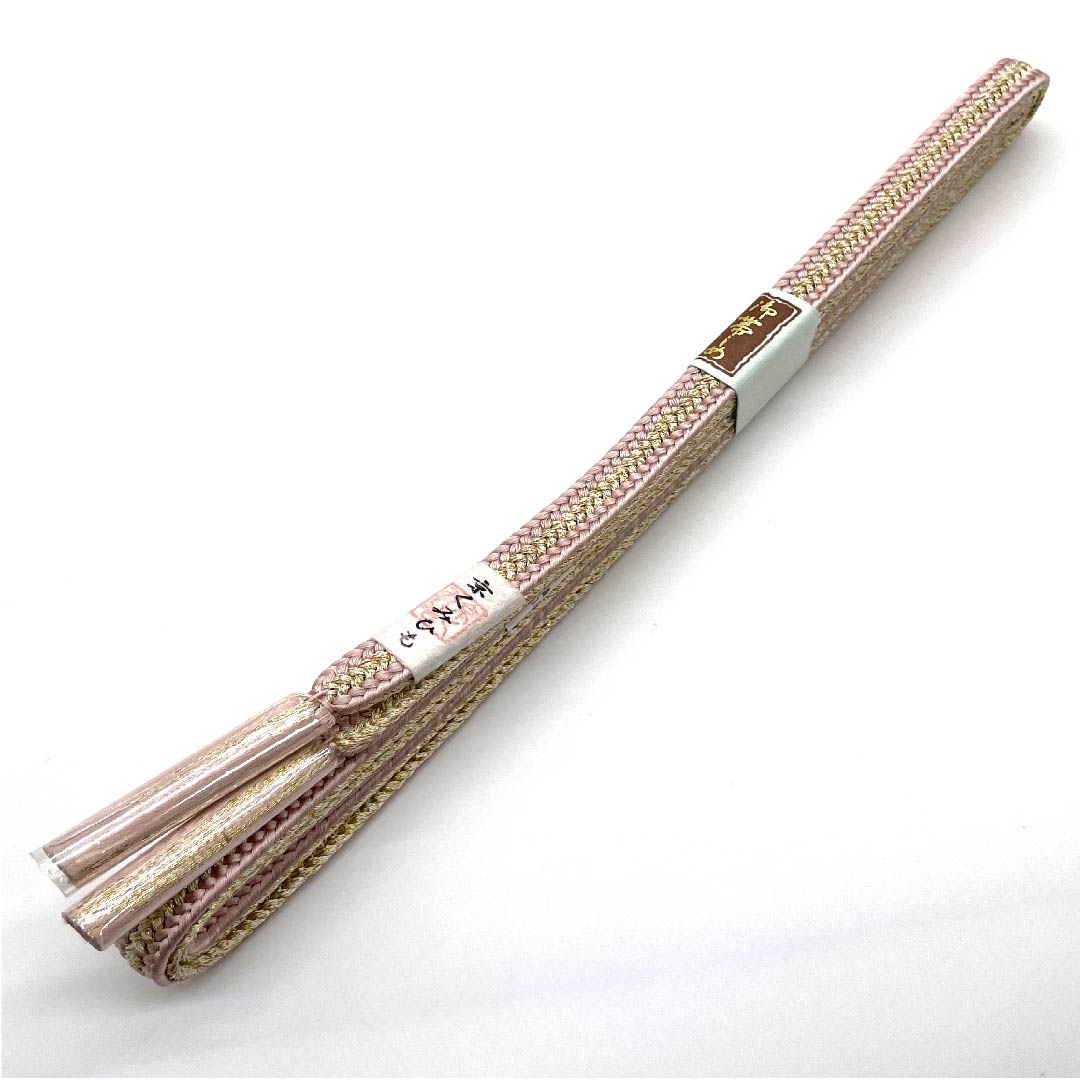 (New old stock) Silk obi-jime (sash fastener) Sakura-iro (cherry blossom color) Metallic thread used Kyo-kumihimo (braided string) New old stock Length approx. 168cm Width approx. 1cm Semi-formal S rank Pink 1135001532913