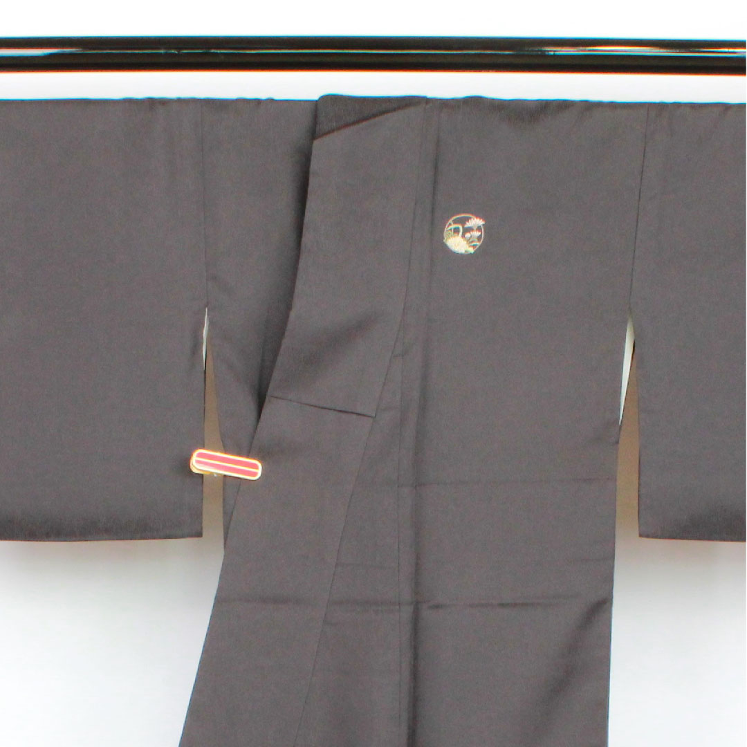 訪問着 袷 身丈160cm 裄丈65cm 汕頭刺繡 相良刺繡 草花模様 正絹 Sランク 黒系 1112001842410