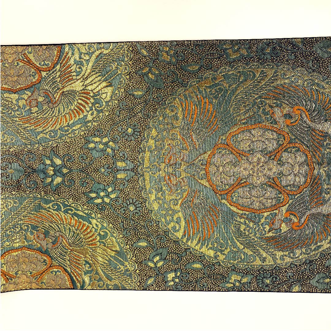 袋帯 金色 純金箔 手越本袋 宝相華 帯丈420cm 正絹 Aランク 六通 フォーマル 金系 1123003113321