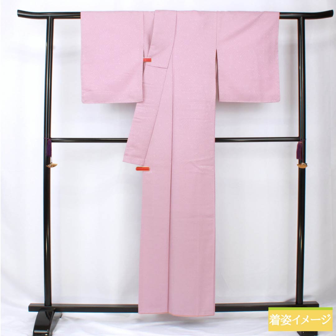 色無地 ポリエステル 身丈158cm 裄丈63cm 美人祭色(びじんさいいろ) 綸子 洗える着物 袷 Aランク 紫系 1114002123320
