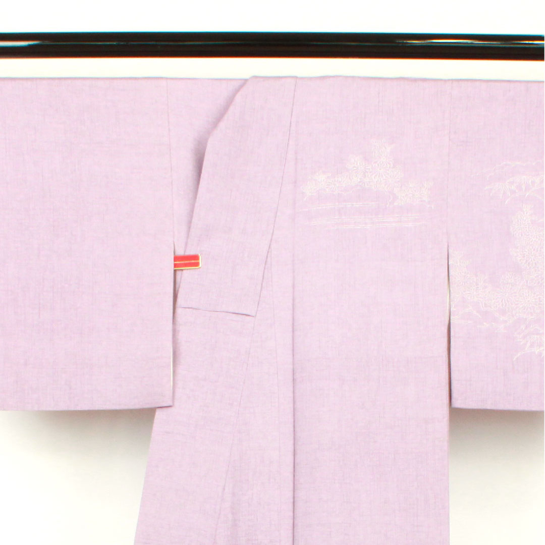 訪問着 袷 身丈156cm 裄丈61cm 薄藤色 茶屋辻模様 正絹 Aランク 紫系 1112001953320