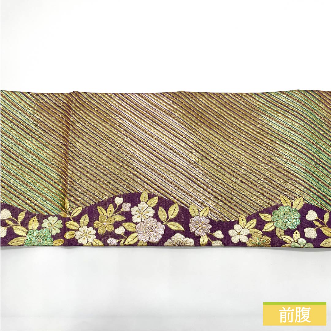 Silk Fukuro Obi for Furisode, Floral Pattern, Length 444cm, S Rank, Six-way, Formal, Gold, 1123013592321