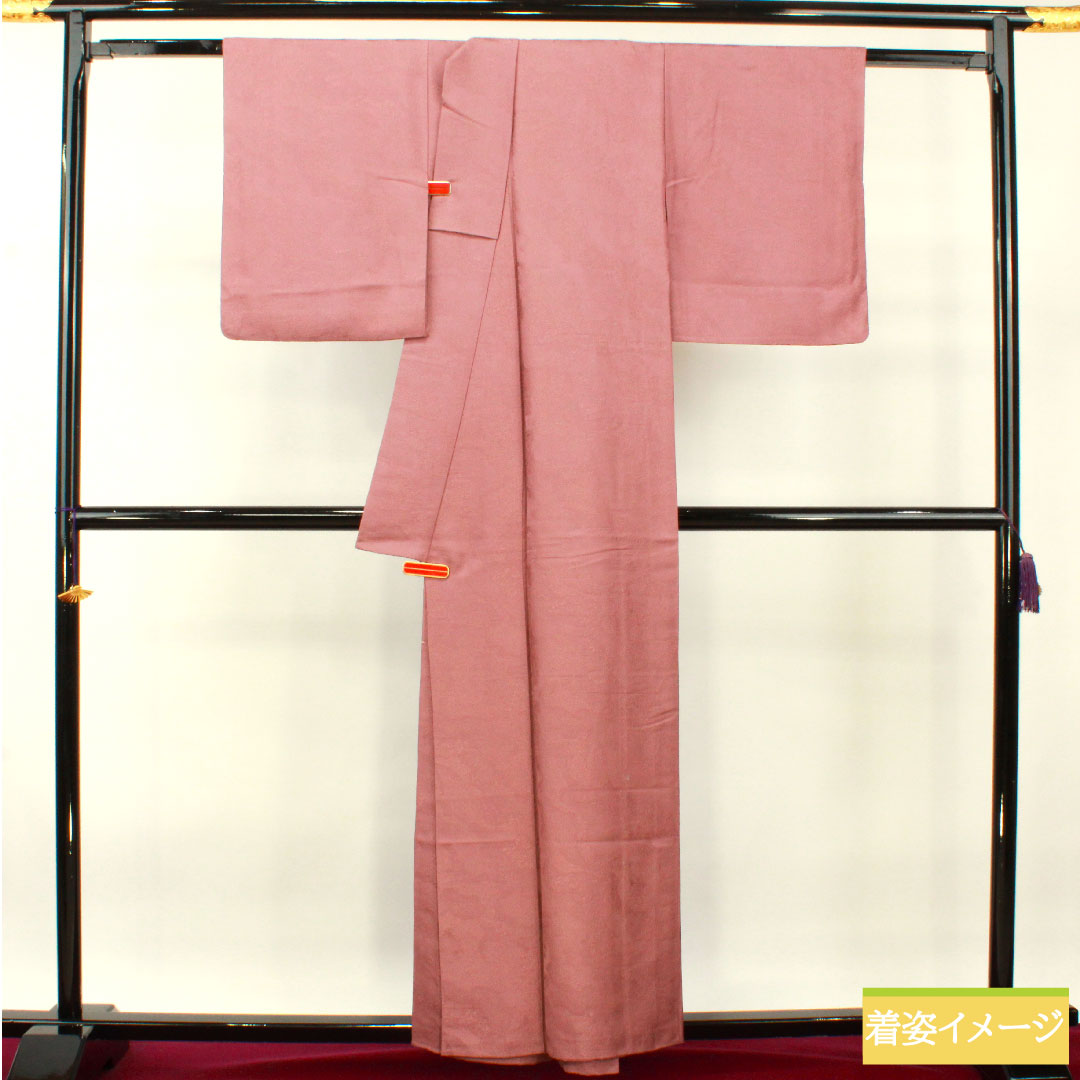 Plain color, pure silk, length 157.5cm, sleeve length 64cm, red obi (taikoshoku), Michinaga pattern, plum blossom, lined, S rank, purple, 1114001422320