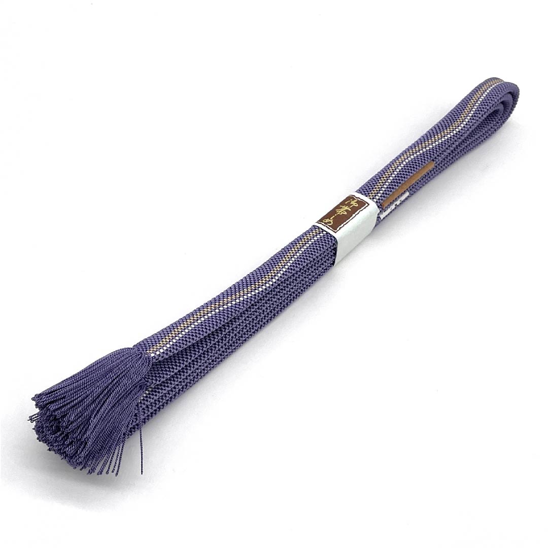 (新古品) 帯締め 正絹 四分紐 藤鳩羽色(ふじはとばいろ) 組紐工房 綺彩 夢むすび 長さ約162cm 幅約1.2cm カジュアル Sランク 紫系 1135002652320