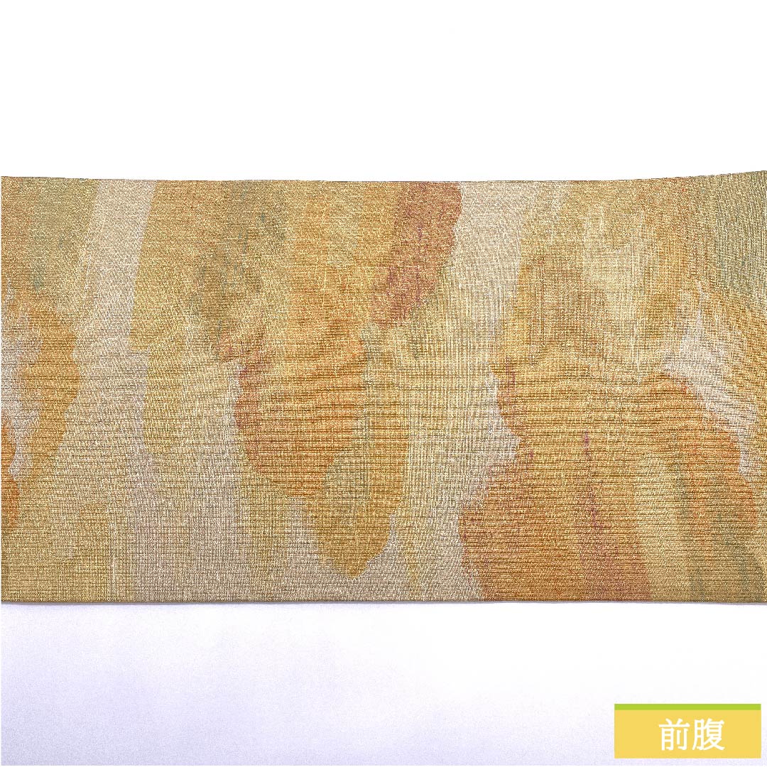 Fukuro Obi, Pure Silk, Natural Color (Kinari-iro), Classic Pattern, Auspicious Clouds, Gold-Twill Weave Style, Obi Length 438cm, S Rank, Six-Way, Formal, Gold-Based, 1123011232321