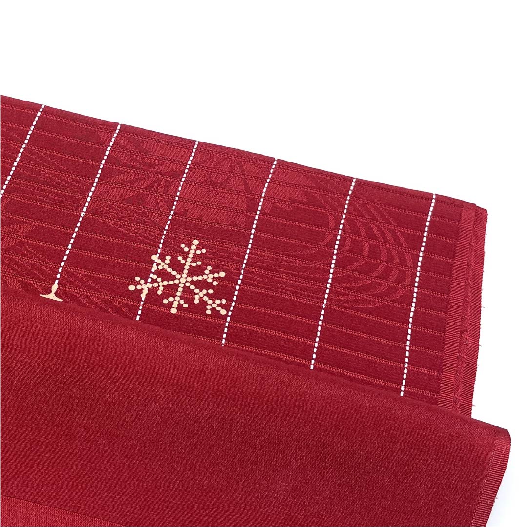 (新品)帯揚げ 正絹 セミフォーマル 真紅色(しんくいろ) 夏物 雪の結晶 長さ約172cm 幅約28.5cm NEWランク 赤系 1136000741912