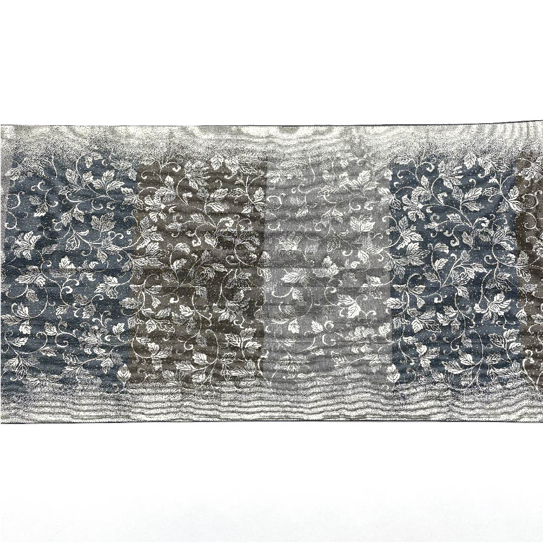 袋帯 水銀色(すいぎんいろ) 銀通し 唐草模様 帯丈430cm 正絹 Sランク 六通 セミフォーマル グラデーション系 1123008792399