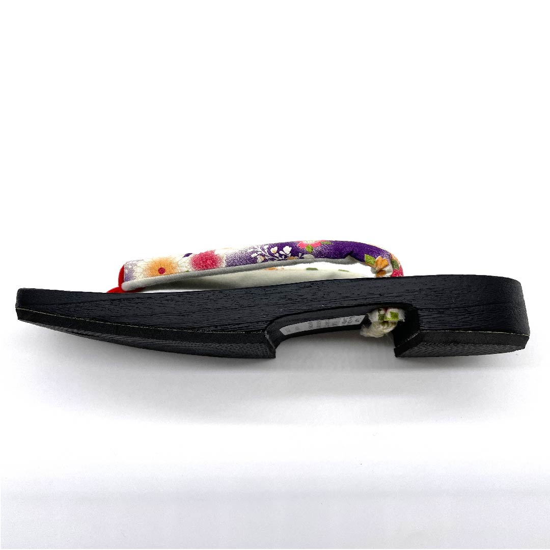 (新品未使用品)下駄 菊 桜 麻の葉 七宝 XLサイズ 黒系 NEWランク 1122001021510