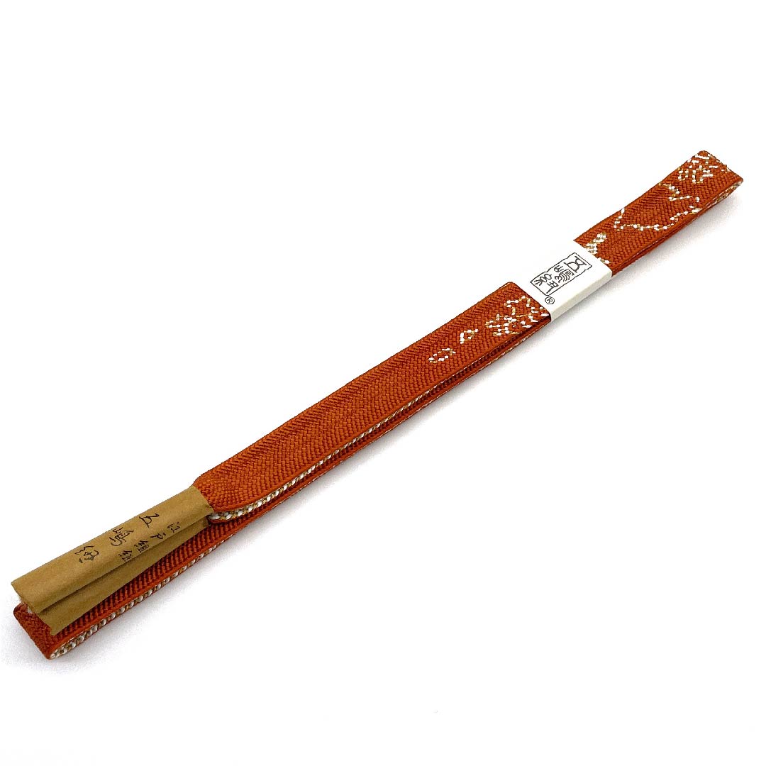 (新古品) 帯締め 正絹 四分紐 黄丹色(おうにいろ) 五嶋紐 江戸組紐 新古品 長さ約168cm 幅約1.5cm セミフォーマル Sランク 橙系 1135000832926