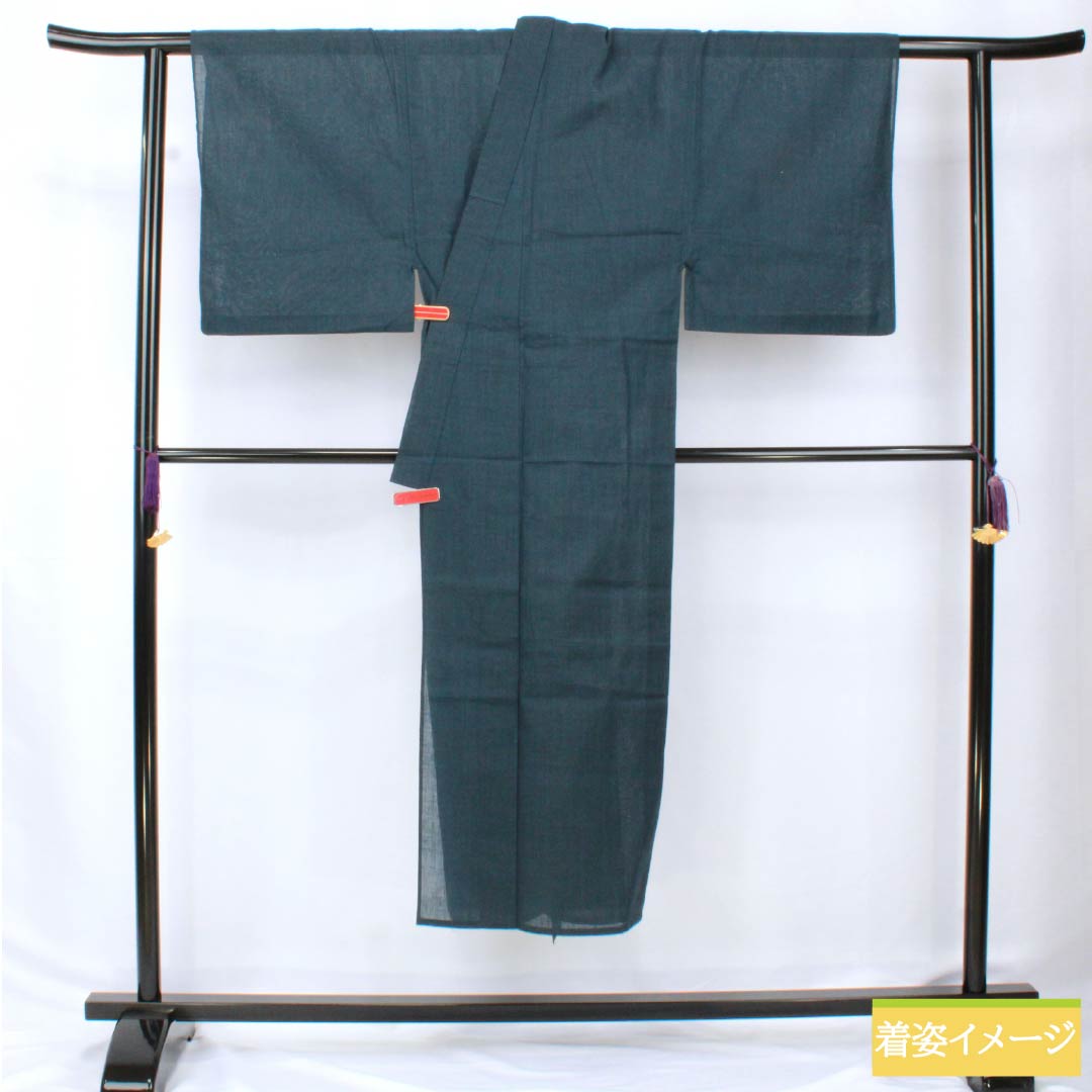夏物 木綿 男物 身丈142cm 裄丈66cm 黮色(つじみいろ) 男物 紗 Sランク 紺系 1132002372118