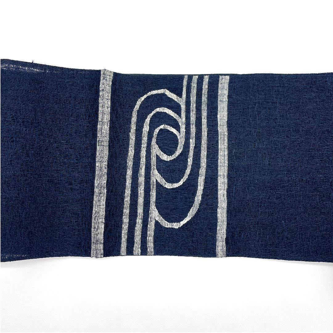 袋帯 夏帯 紺鉄色(こんてついろ) 抽象模様 夏物 帯丈440cm 正絹 Sランク ポイント柄 カジュアル 紺系 1123008522318