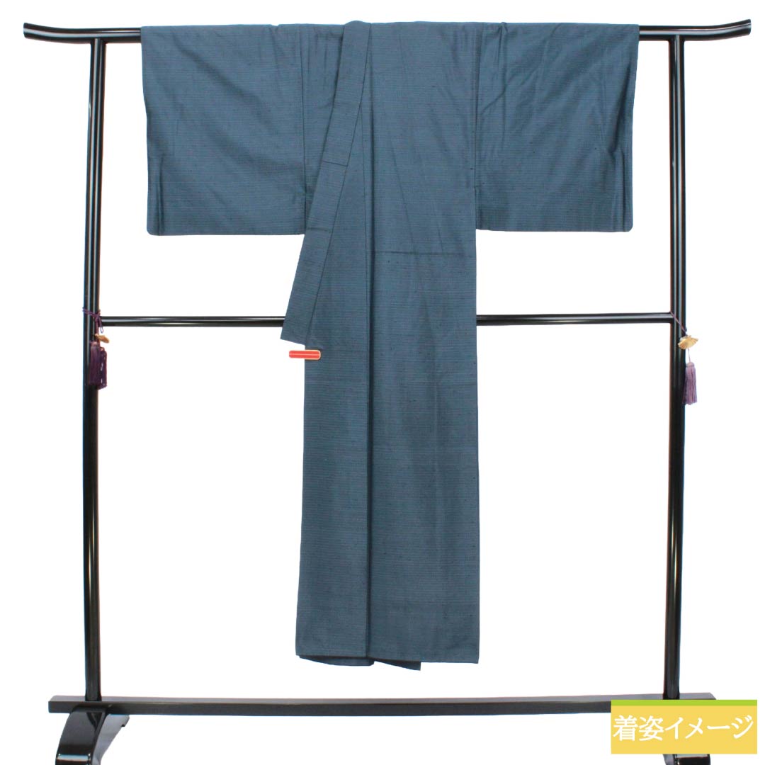 男物 正絹 Sランク 身丈143.5cm 裄丈69.5cm 大島紬 横双 袷 紺系 1119002302418