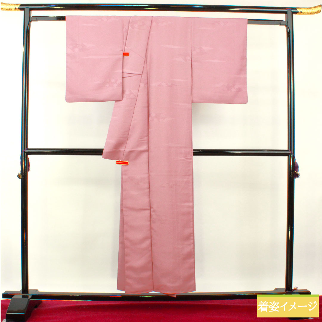 Plain color, polyester, length 151cm, sleeve length 61.5cm, Bijinsai color, washable kimono, auspicious motif, lined, B rank, purple, 1114001274220
