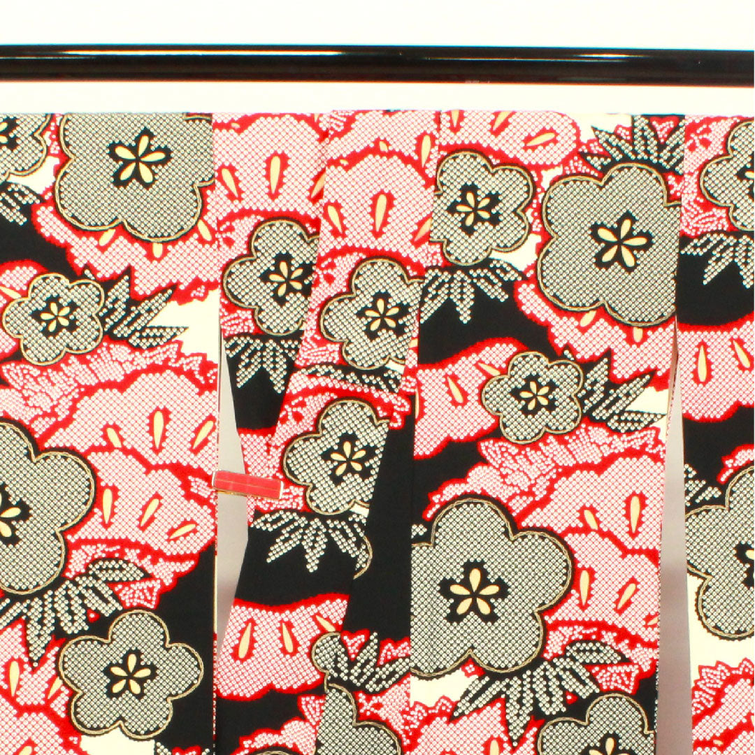 振袖 身丈170.5cm 裄丈67cm 袷 モノトーン 洗える着物 松竹梅 ポリ Sランク 黒系 1113001322610