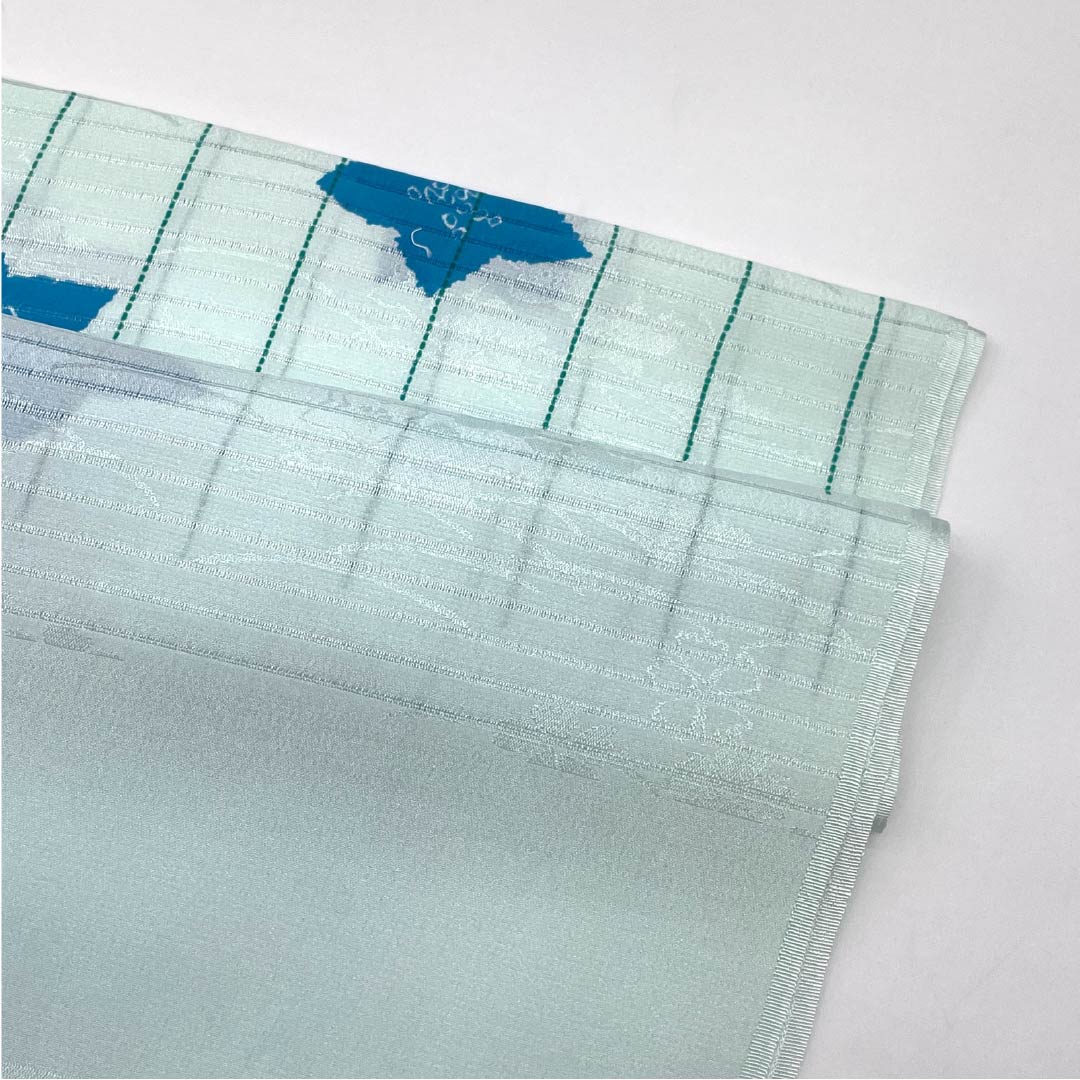 (新品)帯揚げ 正絹 セミフォーマル 藍白色(あいじろいろ) 夏物 桔梗 長さ約172cm 幅約28cm NEWランク 水色系 1136000781924