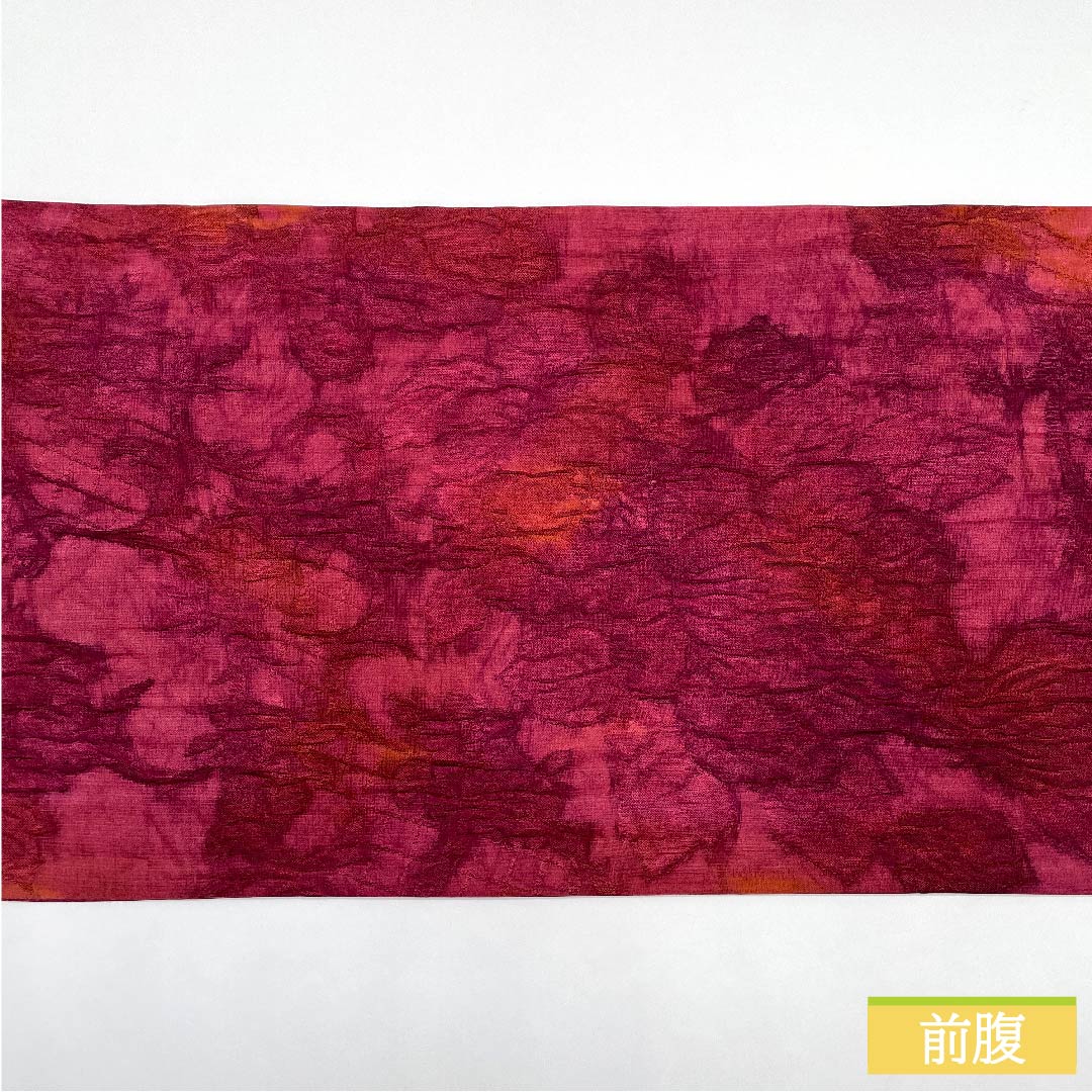 袋帯 正絹 紅鶸色(べにひわいろ) 抽象花 帯丈428cm Sランク 全通 カジュアル 赤系 1123011542312
